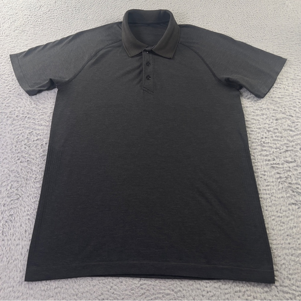 Lululemon Metal Vent Tech Polo Shirt Mens Small Black Short Sleeve Athleisure